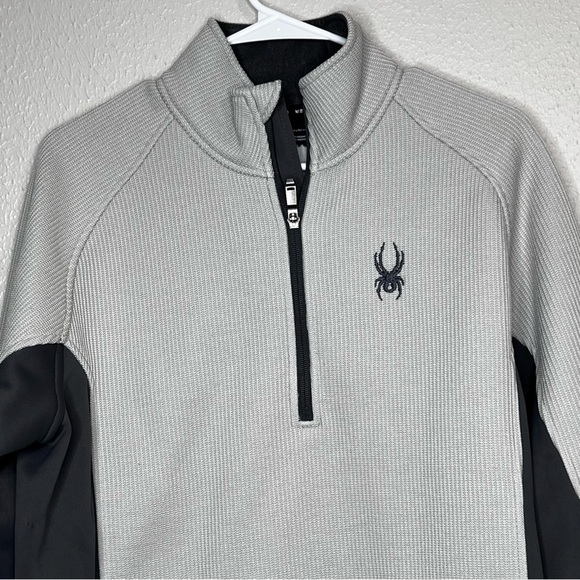 Spyder Mens Size S Core Sweater 1/4 Zip Performance Fleece Lined Pullover Gray - Picture 2 of 12